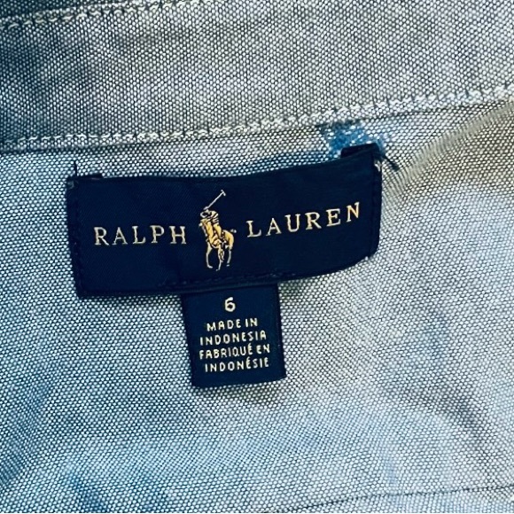Ralph Lauren casual dress school baby bue Shirt 6 button down pony print cotton - Picture 8 of 11